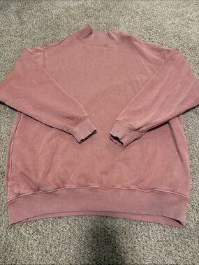aerie Rose Pink Mock Neck Pullover Sweatshirt